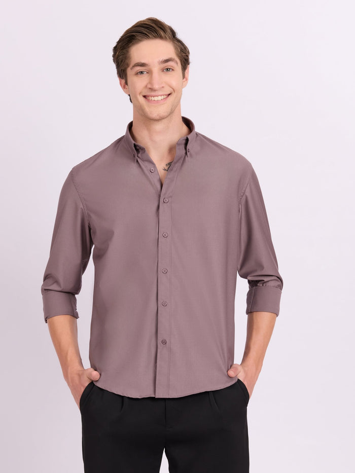 Lololo - Relaxed Fit Plain Shirt - Elderberry