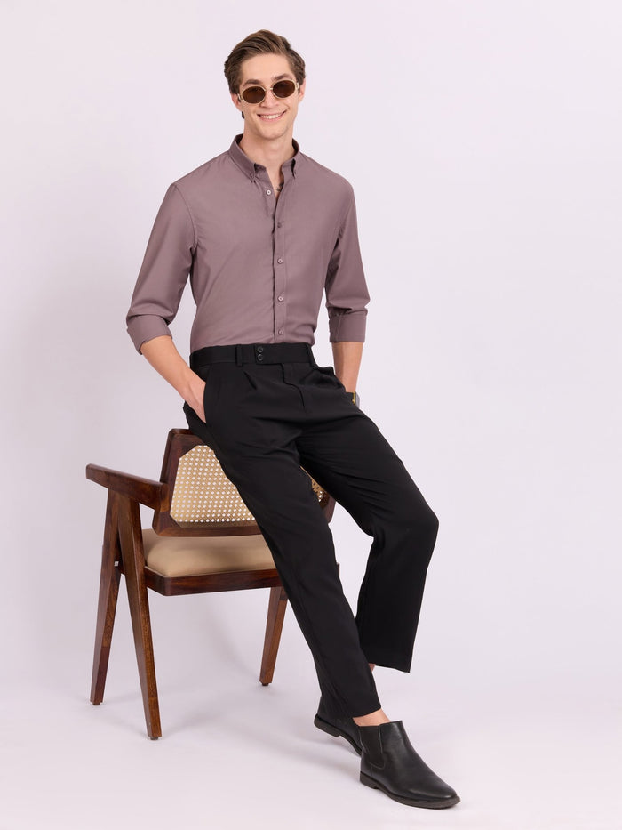 Lololo - Relaxed Fit Plain Shirt - Elderberry