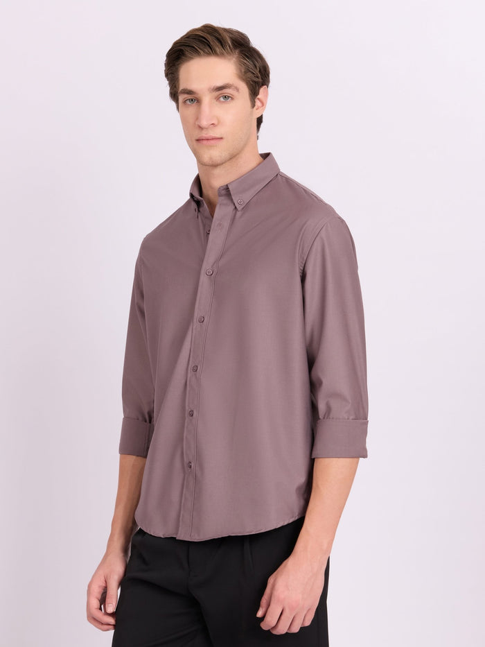 Lololo - Relaxed Fit Plain Shirt - Elderberry