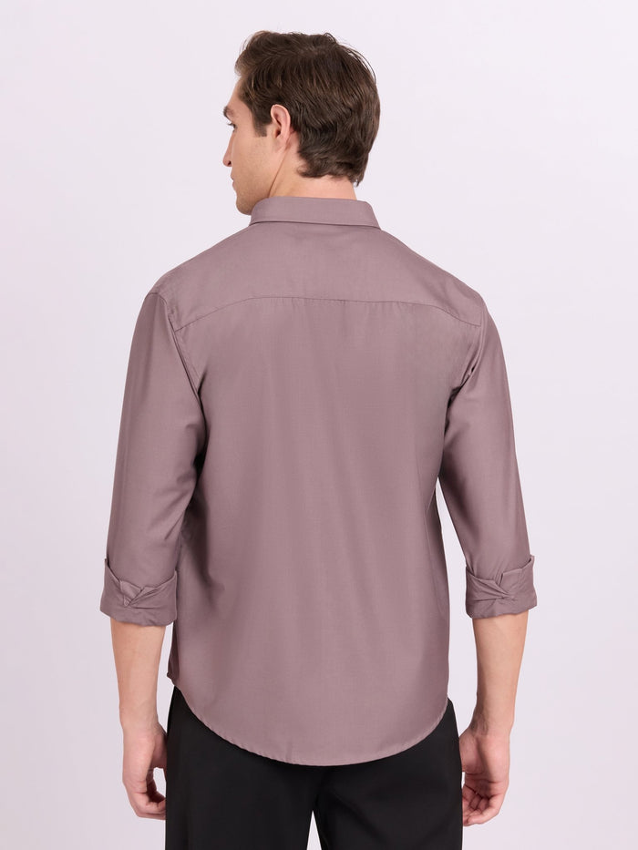 Lololo - Relaxed Fit Plain Shirt - Elderberry