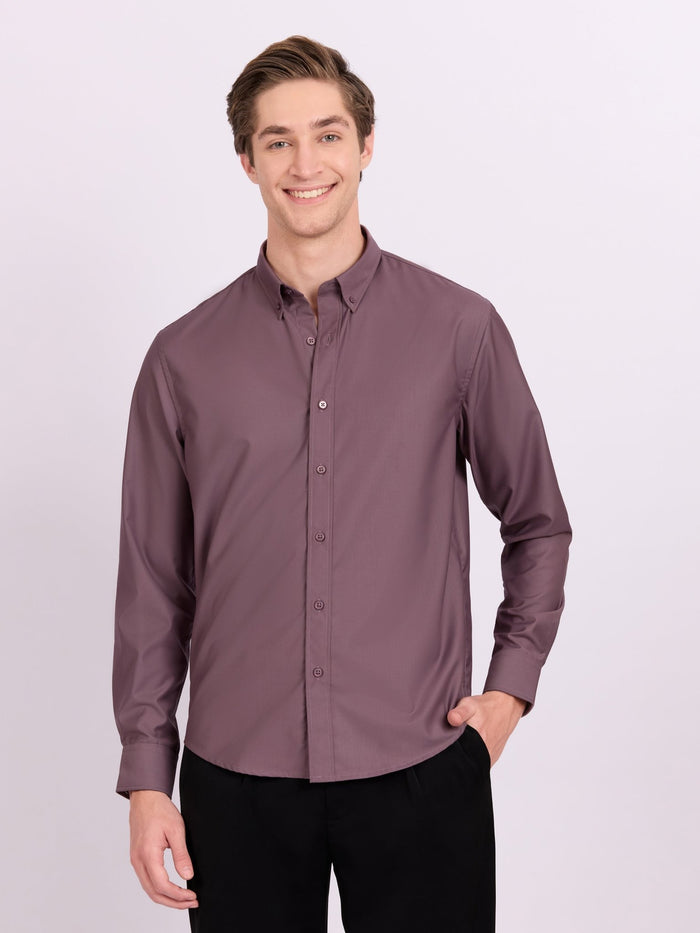 Lololo - Relaxed Fit Plain Shirt - Light Grape
