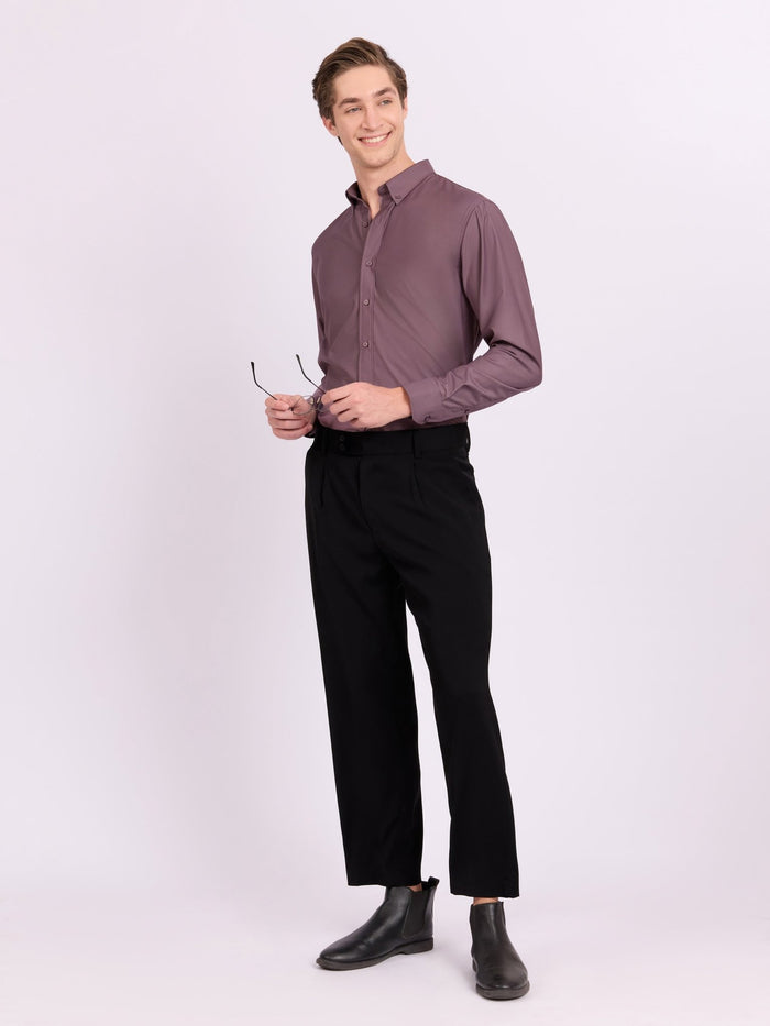 Lololo - Relaxed Fit Plain Shirt - Light Grape