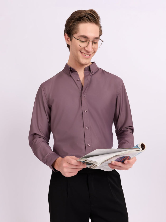 Lololo - Relaxed Fit Plain Shirt - Light Grape