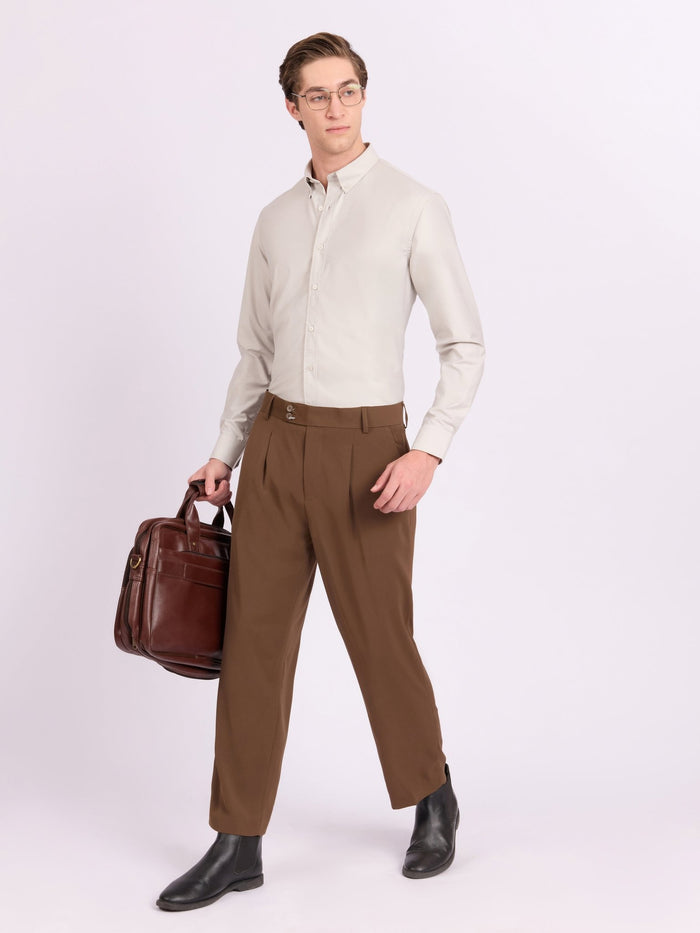 Lololo - Relaxed Fit Plain Shirt - Light Grey