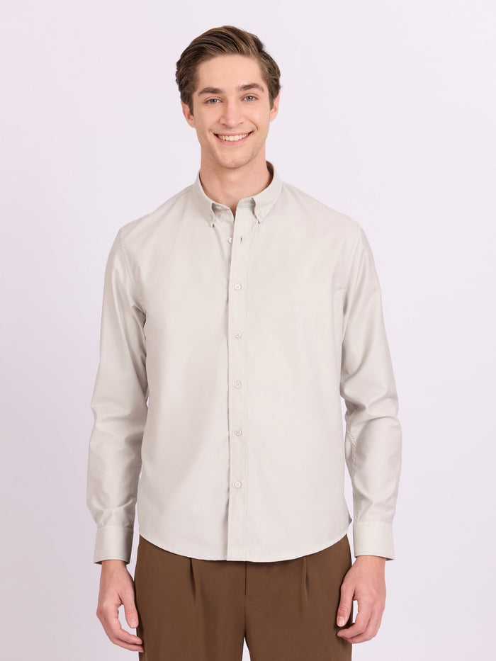 Lololo - Relaxed Fit Plain Shirt - Light Grey
