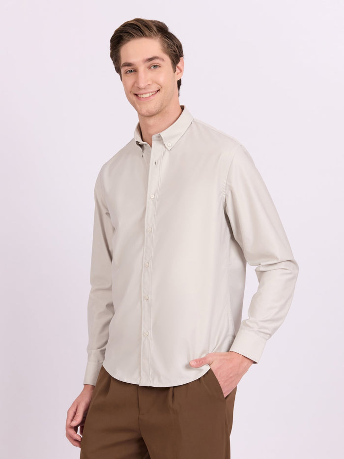 Lololo - Relaxed Fit Plain Shirt - Light Grey