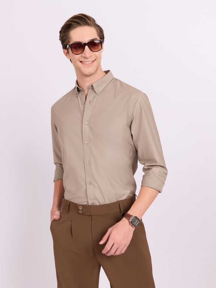 Lololo - Relaxed Fit Plain Shirt - Parchment