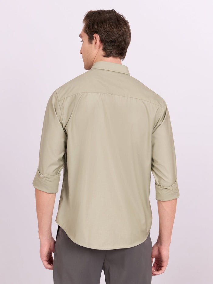 Lololo - Relaxed Fit Plain Shirt - Pastel Sage