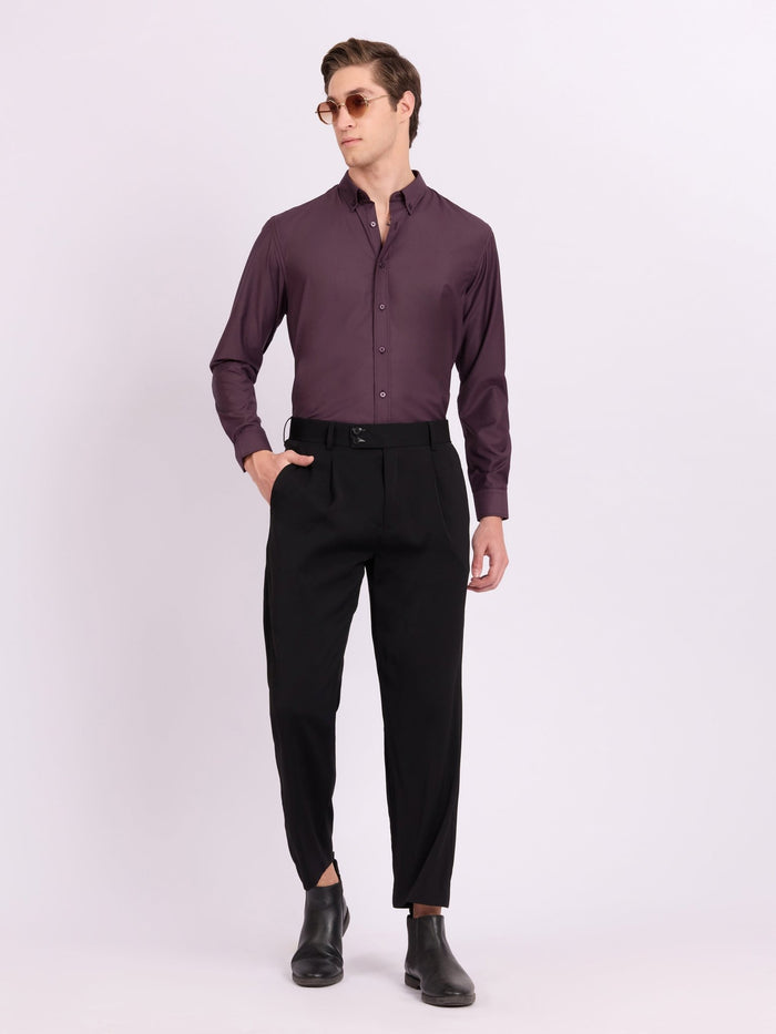 Lololo - Relaxed Fit Plain Shirt - Purple Plum