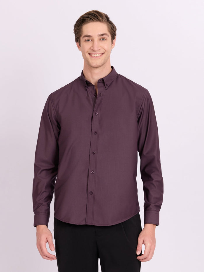 Lololo - Relaxed Fit Plain Shirt - Purple Plum