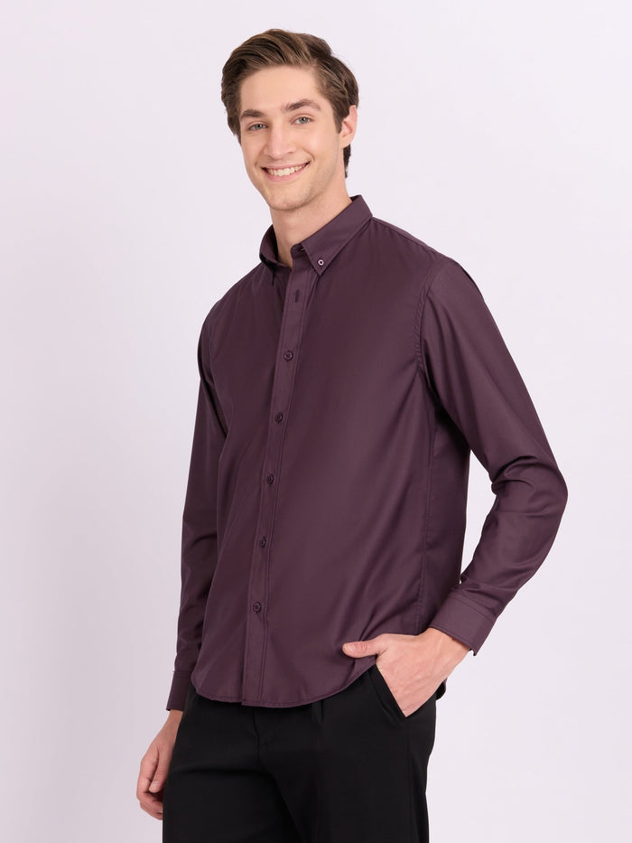 Lololo - Relaxed Fit Plain Shirt - Purple Plum