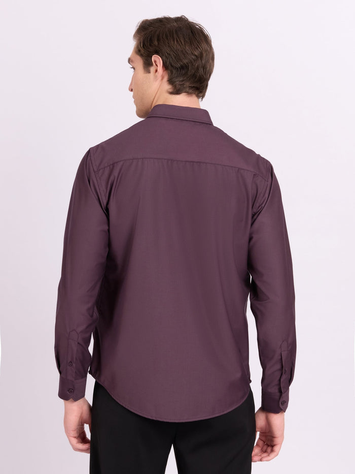 Lololo - Relaxed Fit Plain Shirt - Purple Plum