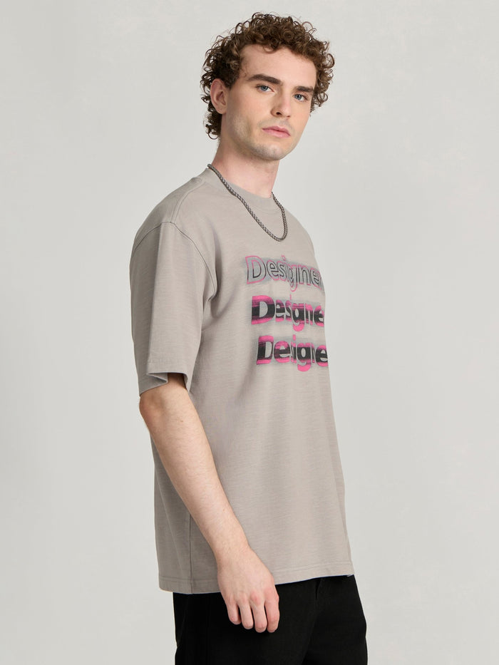 Men's printed baggy T-Shirt in grey