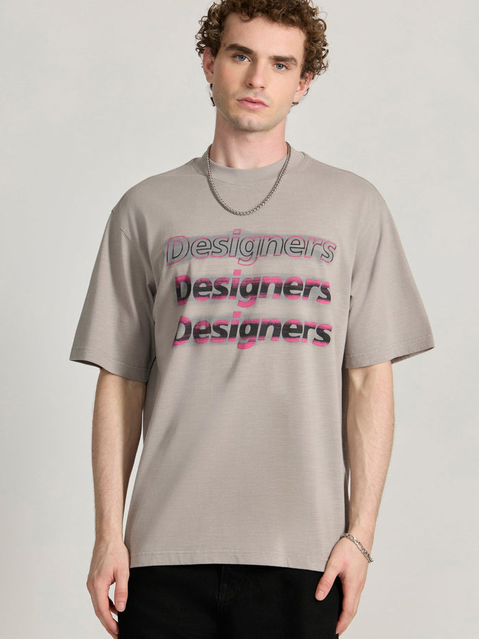 Men's printed baggy T-Shirt in grey