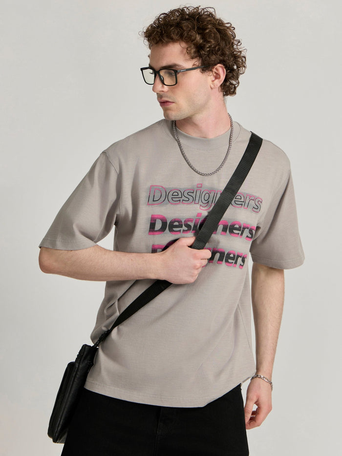 Men's printed baggy T-Shirt in grey