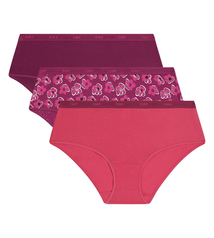 Lot de 3 boxers femme en coton stretch Fleurs Rubis Les Pockets