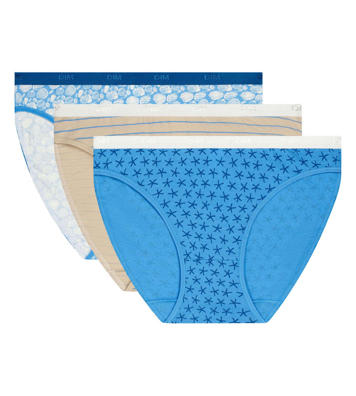 Lot de 3 slips femme coton stretch motif plage Les Pockets