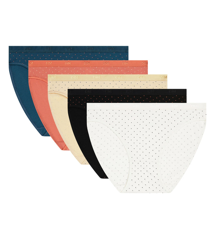 Lot de 5 slips femme coton stretch à pois Les Pockets