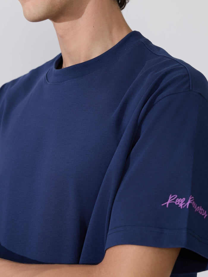 Men's printed t-shirt in navy blue