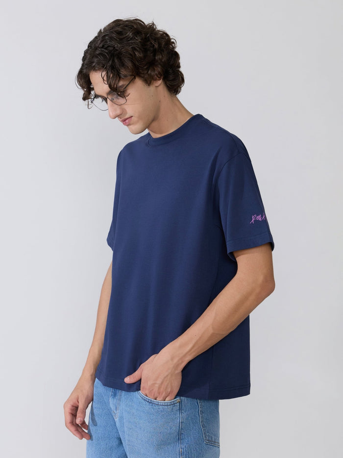 Men's printed t-shirt in navy blue