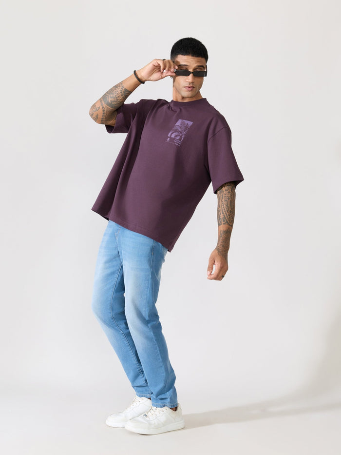 Men's printed t-shirt in dark purple