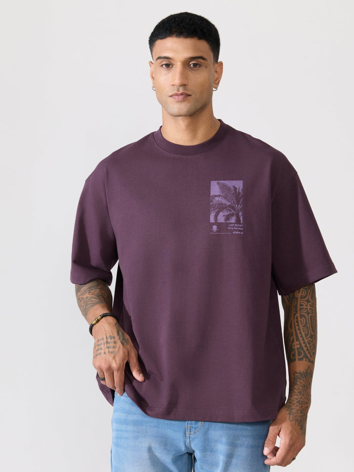 Men's printed t-shirt in dark purple
