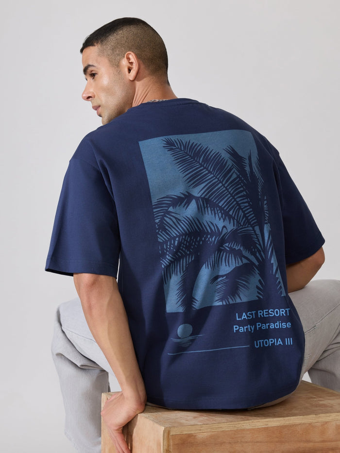 Loveex - Last Resort Party Paradise Printed Navy Blue T-Shirt