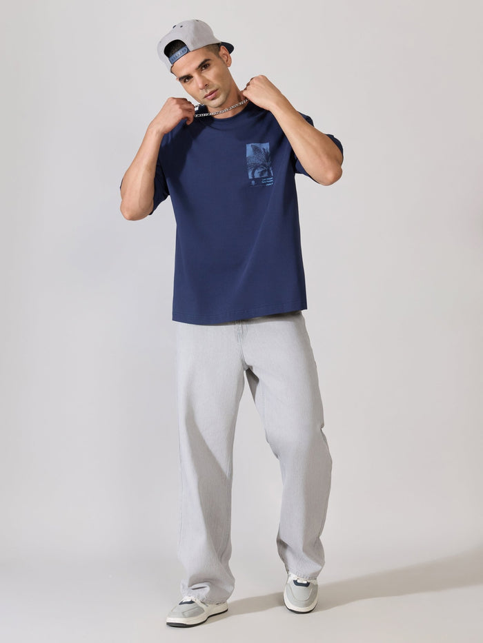 Loveex - Last Resort Party Paradise Printed Navy Blue T-Shirt
