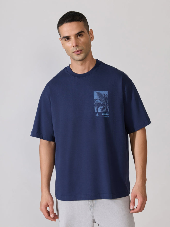 Loveex - Last Resort Party Paradise Printed Navy Blue T-Shirt