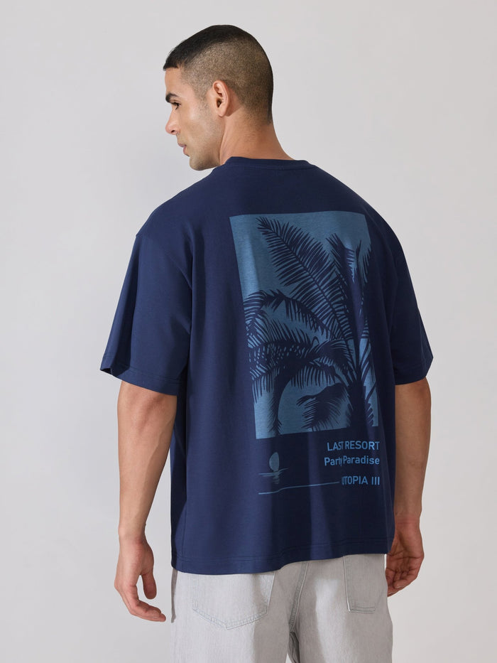 Loveex - Last Resort Party Paradise Printed Navy Blue T-Shirt