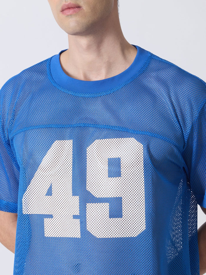 Lower Moon - 49 Printed Mesh Jersey T-Shirt - Blue