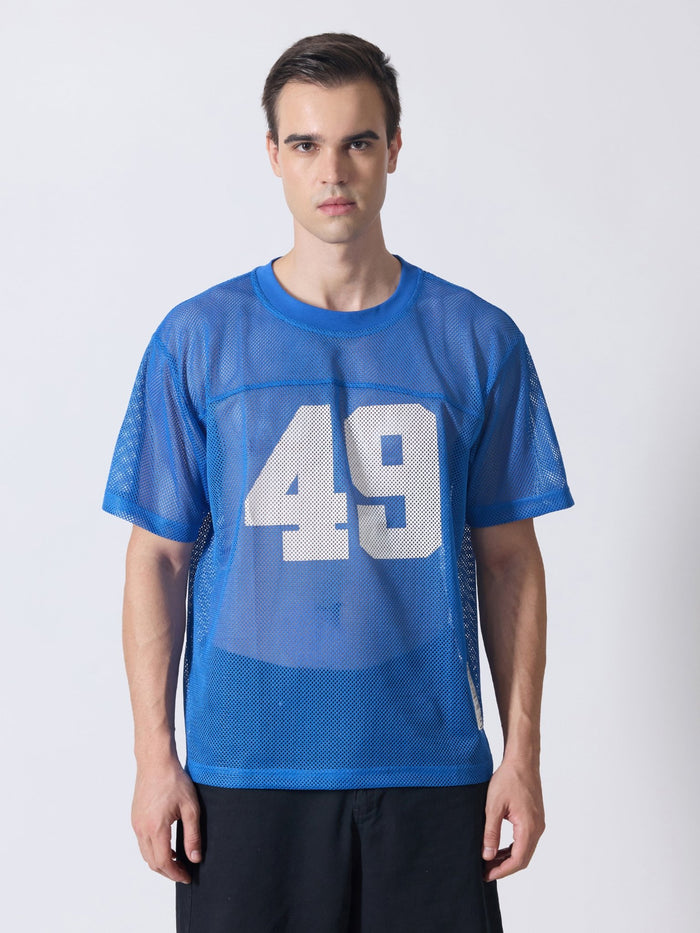 Lower Moon - 49 Printed Mesh Jersey T-Shirt - Blue