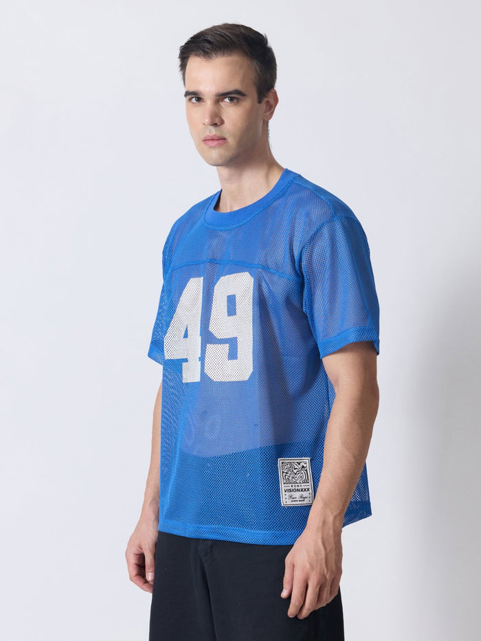 Lower Moon - 49 Printed Mesh Jersey T-Shirt - Blue