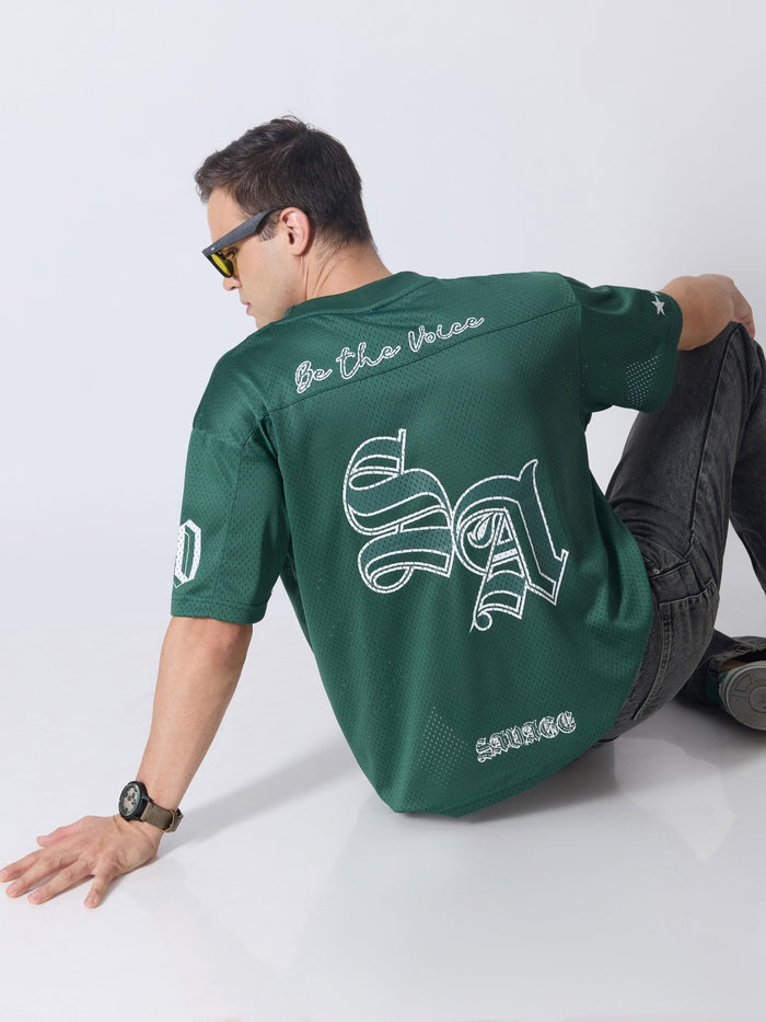 Lower Moon - Savage Printed Mesh Jersey T-Shirt - Green