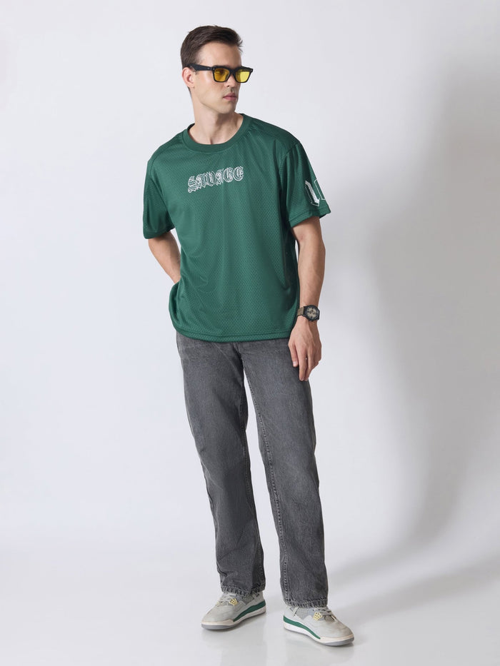 Lower Moon - Savage Printed Mesh Jersey T-Shirt - Green