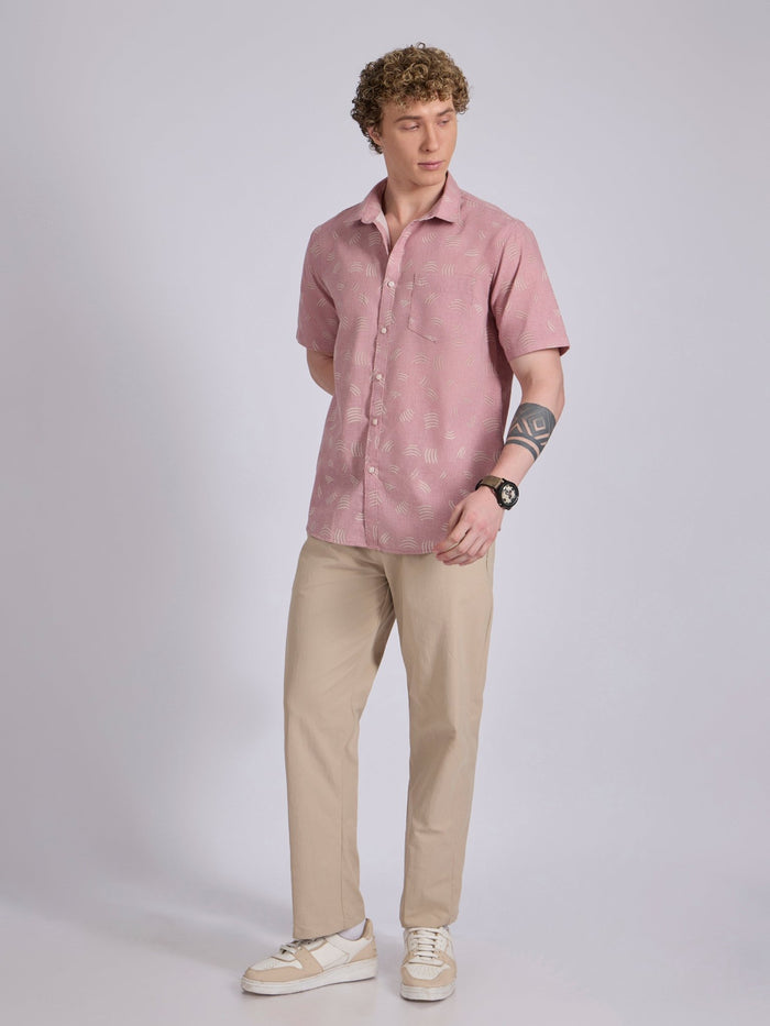 Men's Printed Half Sleeve Shirt  in Light Teal Green