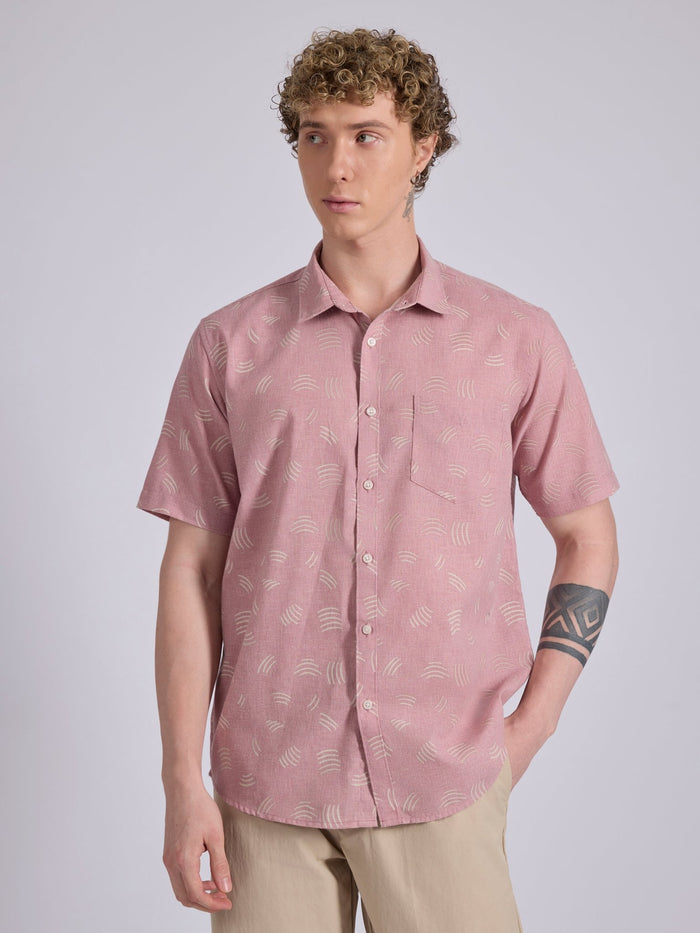 Men's Printed Half Sleeve Shirt  in Light Teal Green