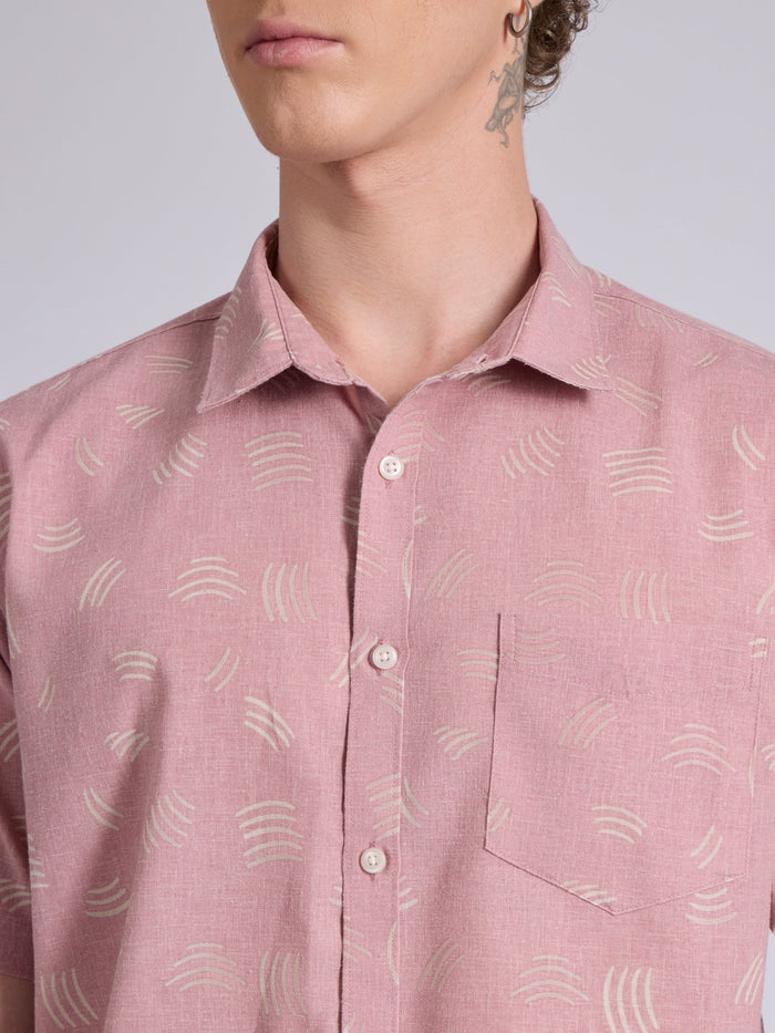 Men's Printed Half Sleeve Shirt  in Light Teal Green