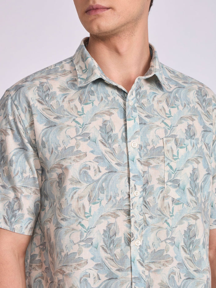 Men's Printed Half Sleeve Shirt  in light teal