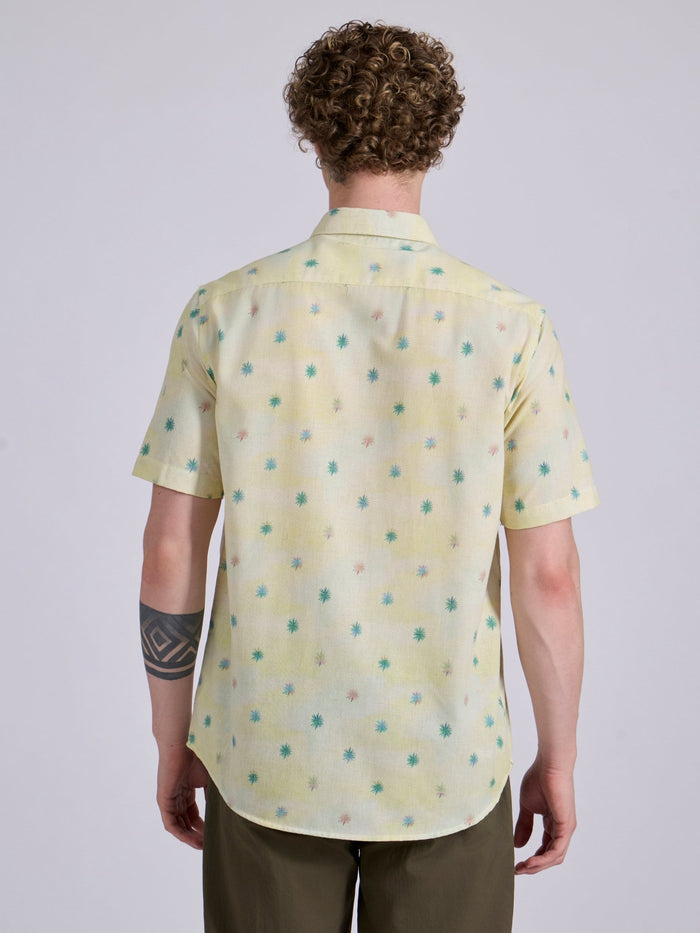 Men's Printed Half Sleeve Shirt  in pale yellow