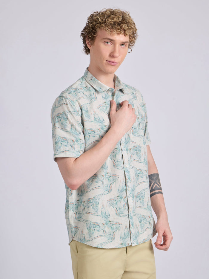 Men's Printed Half Sleeve Shirt  in soft blue