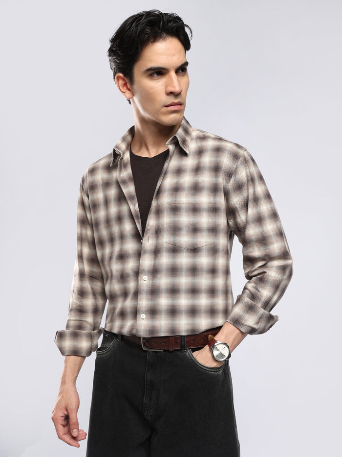 Lutana - Oxford Checks Shirt - Beige