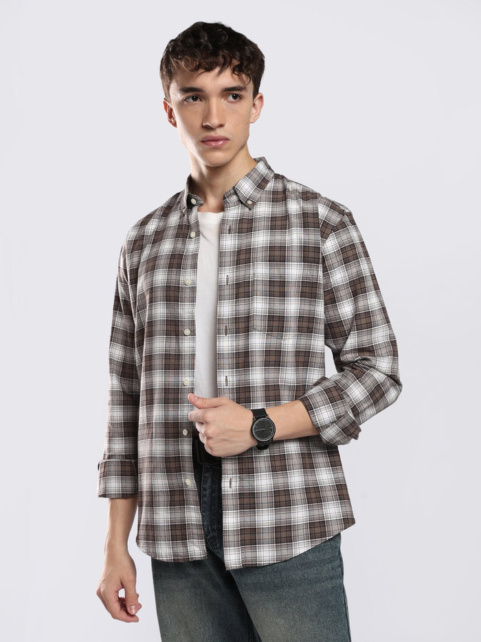 Lutana - Oxford Checks Shirt - Brown
