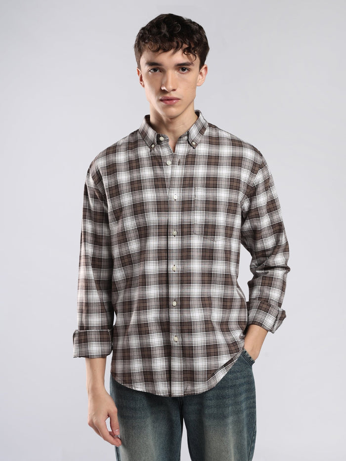 Lutana - Oxford Checks Shirt - Brown