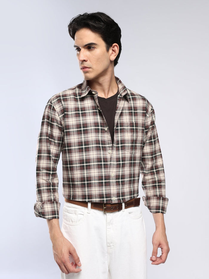 Lutana - Oxford Checks Shirt - Burgundy Red