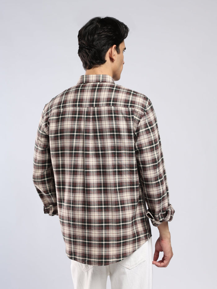 Lutana - Oxford Checks Shirt - Burgundy Red