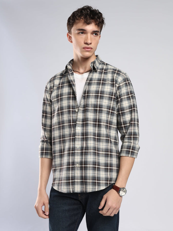 Lutana - Oxford Checks Shirt - Dark Brown
