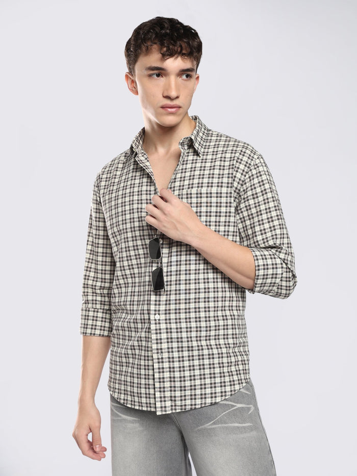 Lutana - Oxford Checks Shirt - Dark Charcoal
