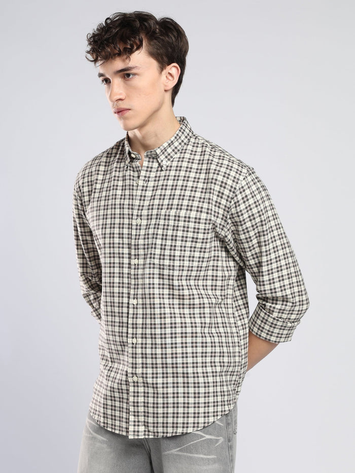 Lutana - Oxford Checks Shirt - Dark Charcoal