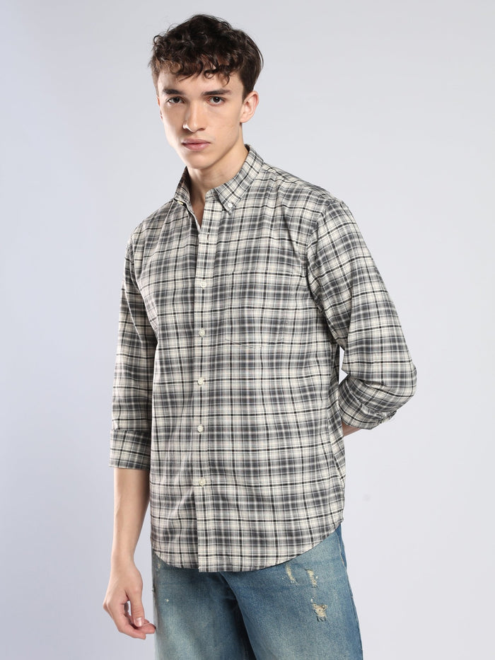 Lutana - Oxford Checks Shirt - Dark Grey
